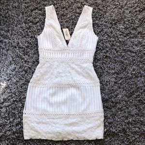 White Plunge Holiday dress